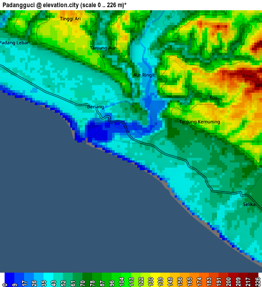 Padangguci elevation map