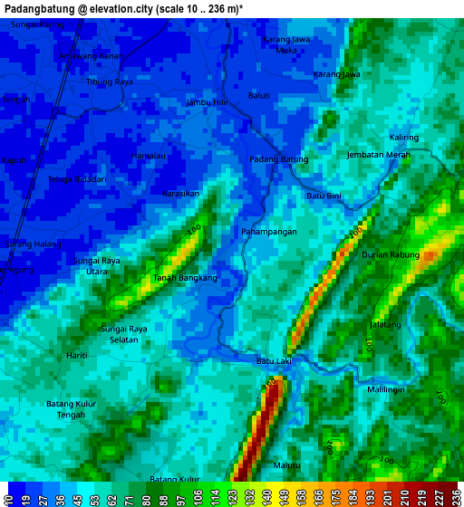 Padangbatung elevation map