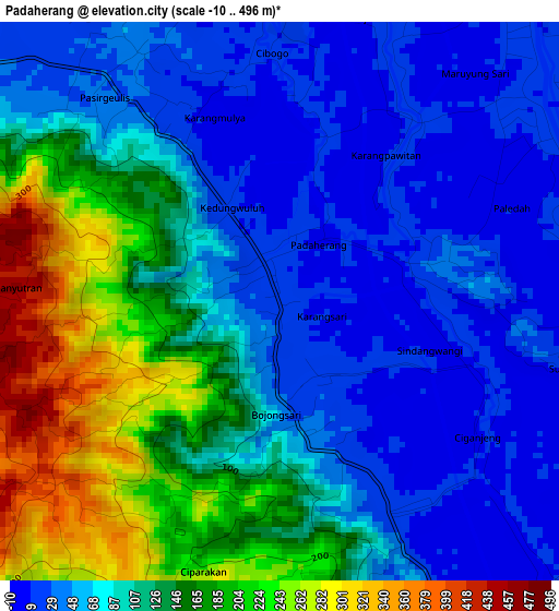 Padaherang elevation map