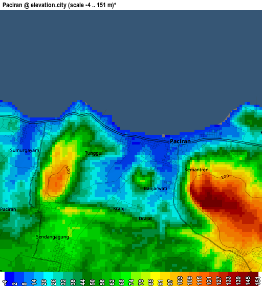 Paciran elevation map