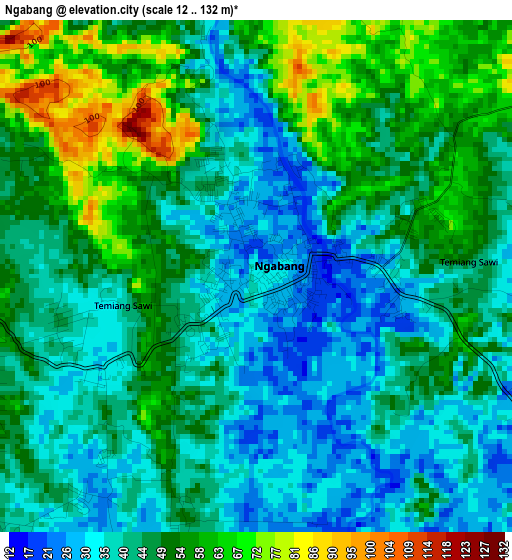 Ngabang elevation map