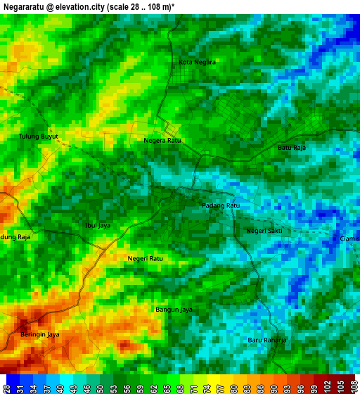 Negararatu elevation map