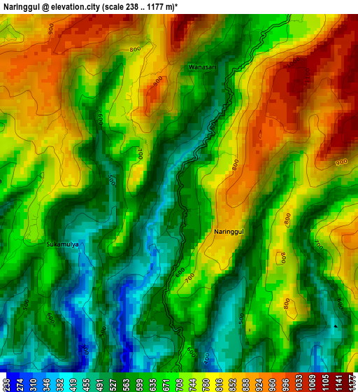 Naringgul elevation map