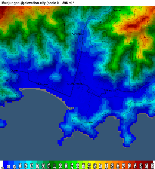 Munjungan elevation map