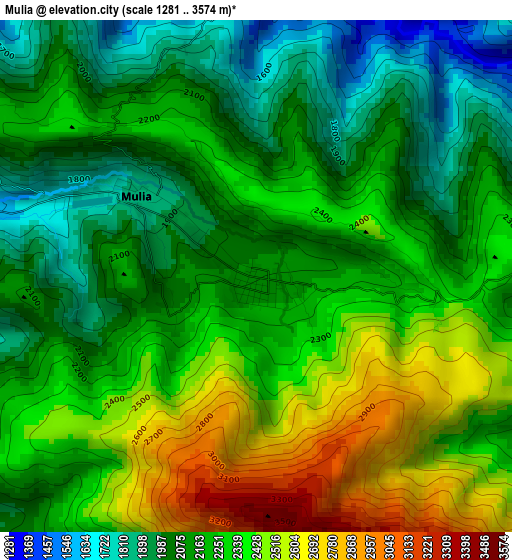 Mulia elevation map