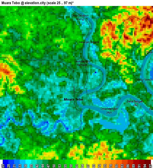 Muara Tebo elevation map