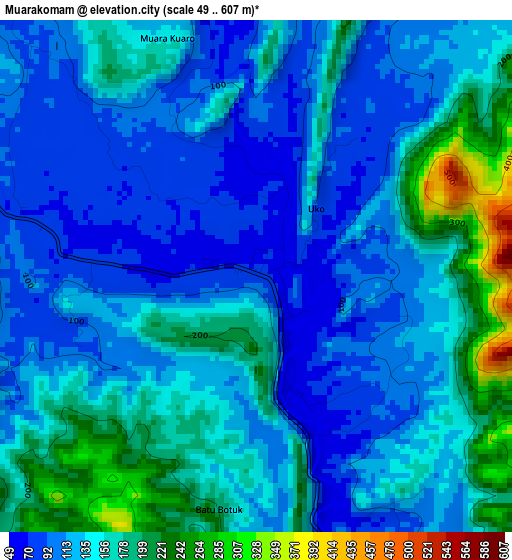 Muarakomam elevation map