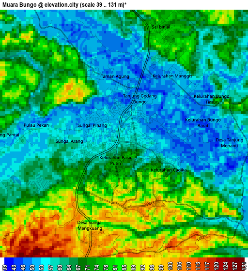 Muara Bungo elevation map