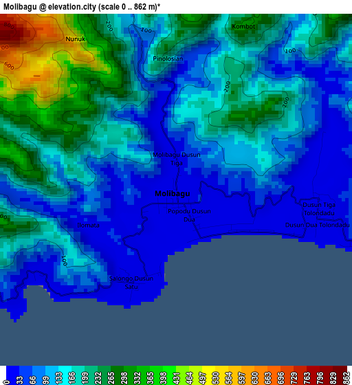 Molibagu elevation map