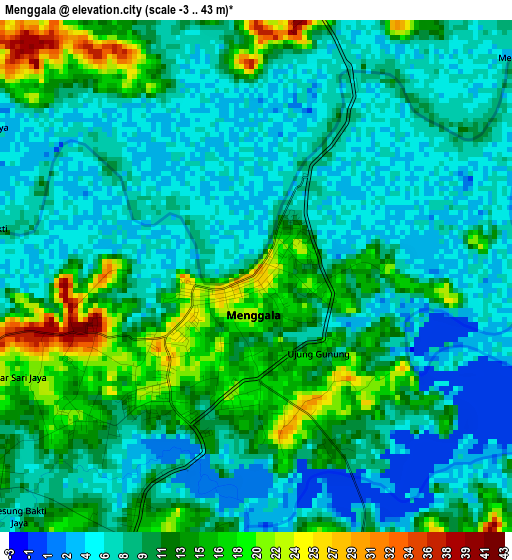 Menggala elevation map
