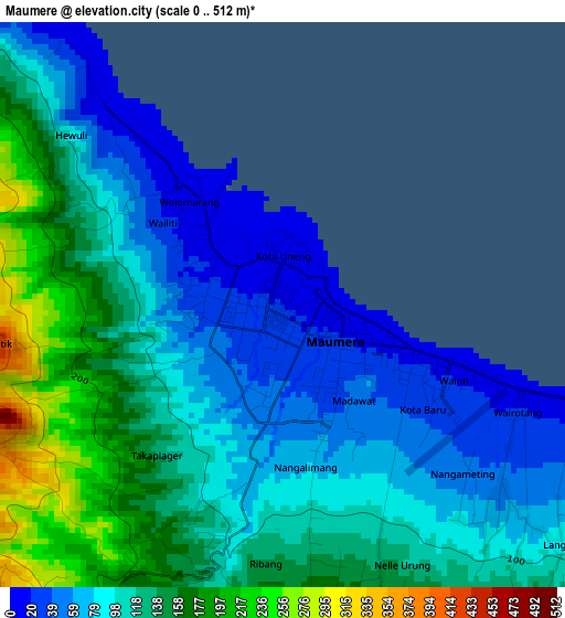 Maumere elevation map