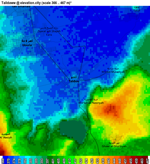 Talldaww elevation map