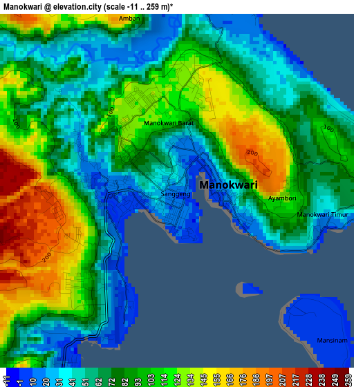 Manokwari elevation map