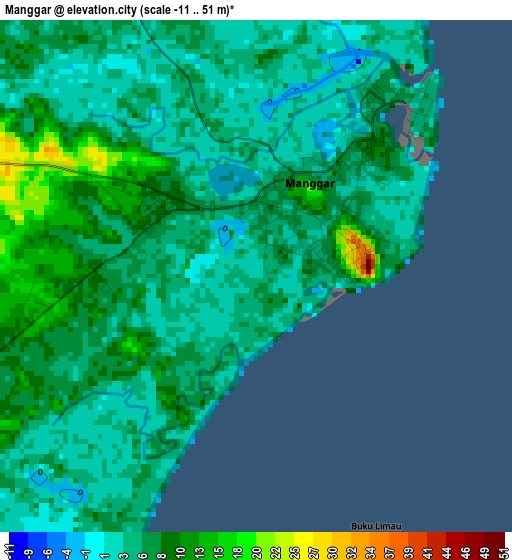 Manggar elevation map