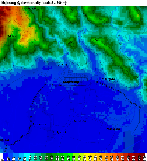 Majenang elevation map