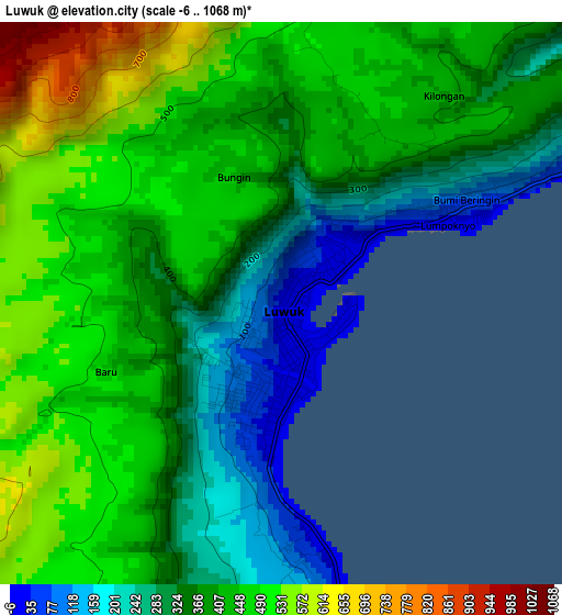 Luwuk elevation map