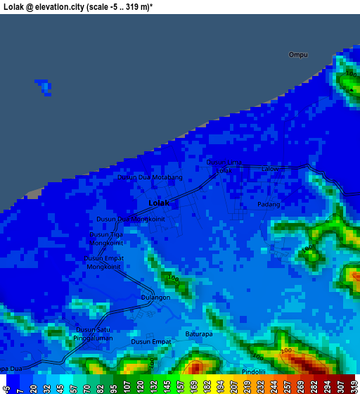 Lolak elevation map