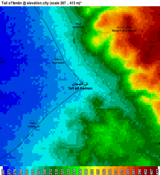 Tall aḑ Ḑamān elevation map