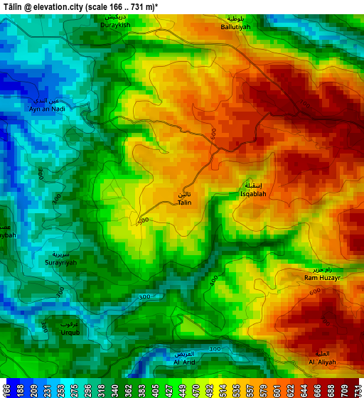 Tālīn elevation map