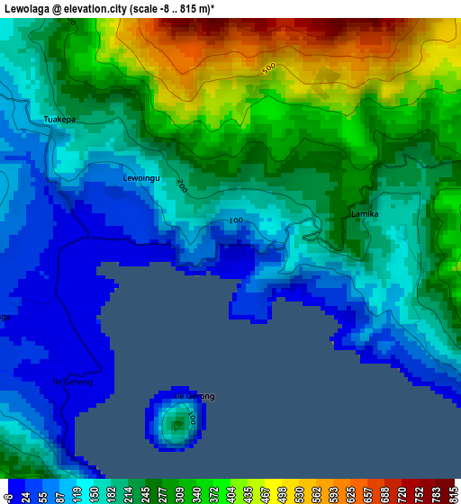 Lewolaga elevation map