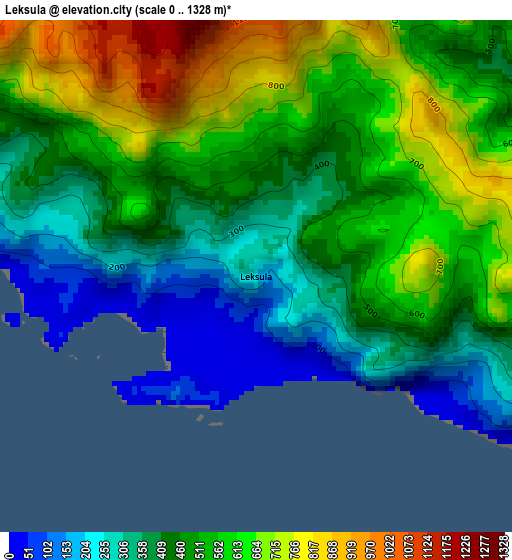 Leksula elevation map