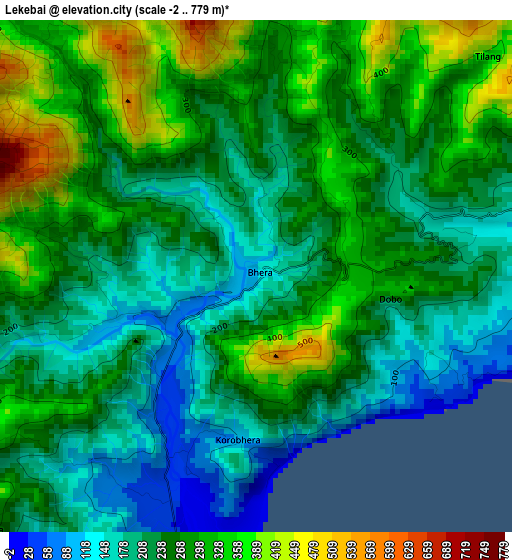 Lekebai elevation map