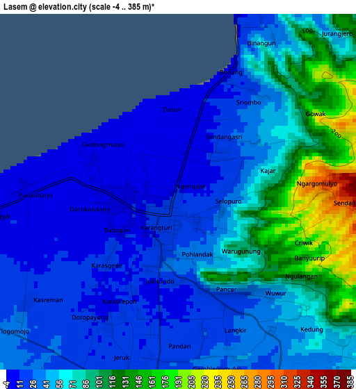 Lasem elevation map