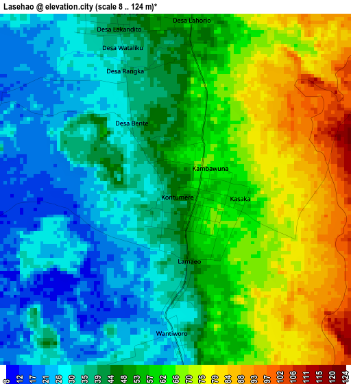 Lasehao elevation map