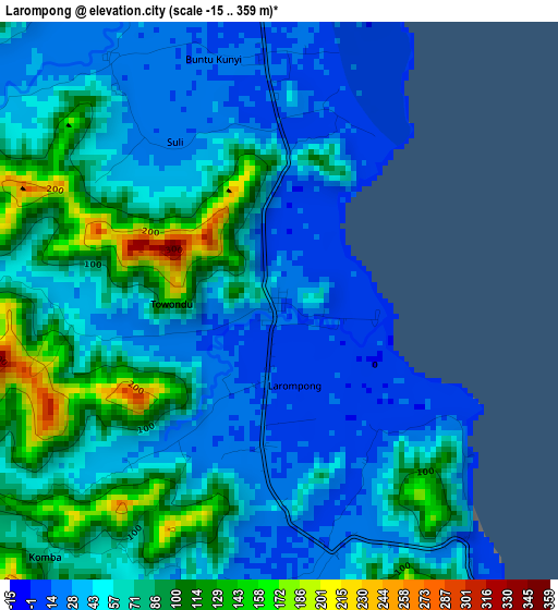 Larompong elevation map