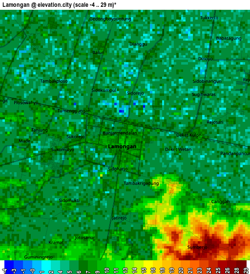 Lamongan elevation map