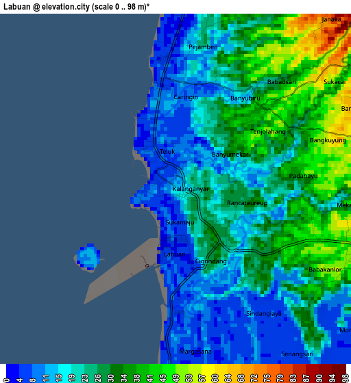 Labuan elevation map