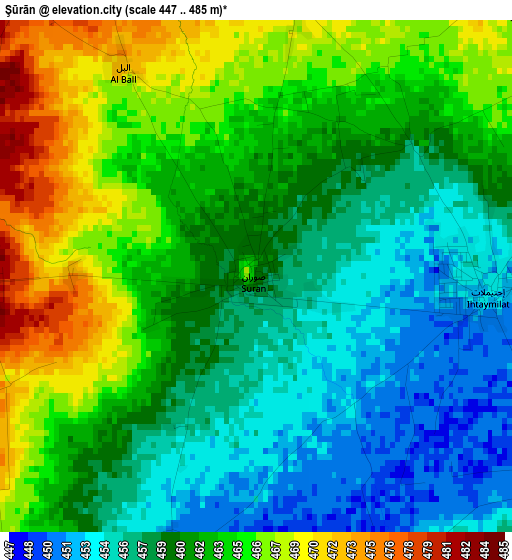 Şūrān elevation map