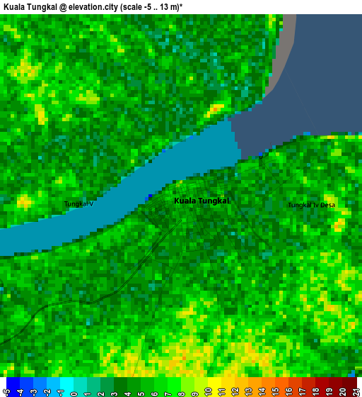 Kuala Tungkal elevation map