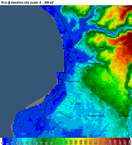 Krui elevation map