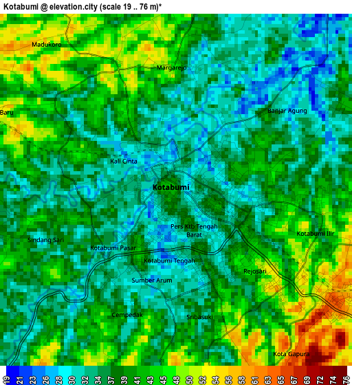 Kotabumi elevation map