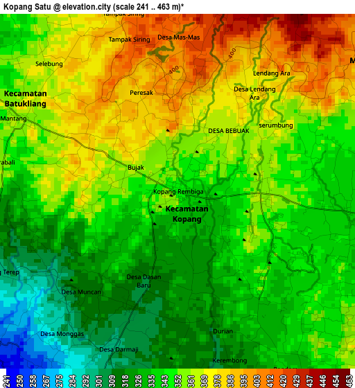 Kopang Satu elevation map