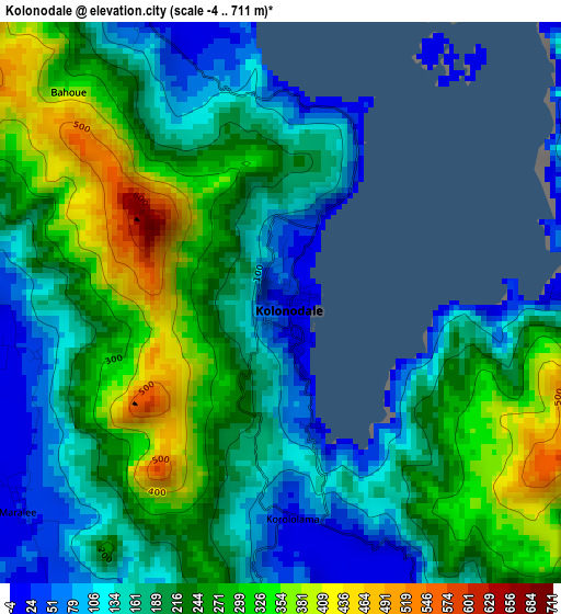 Kolonodale elevation map