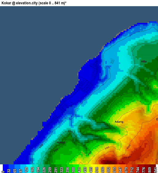 Kokar elevation map