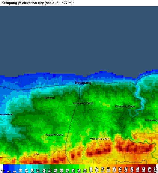 Ketapang elevation map