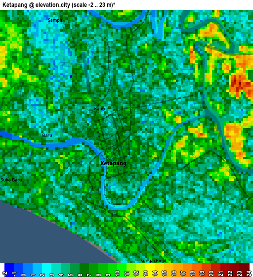 Ketapang elevation map