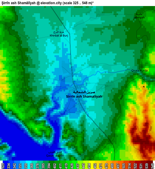 Şirrīn ash Shamālīyah elevation map