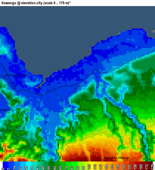 Kawangu elevation map