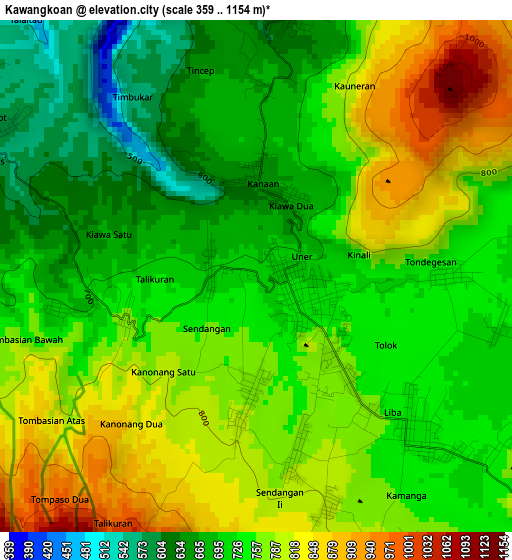 Kawangkoan elevation map