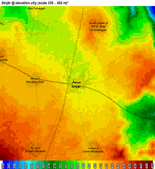 Sinjār elevation map