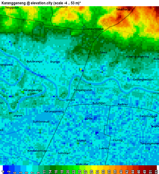 Karanggeneng elevation map