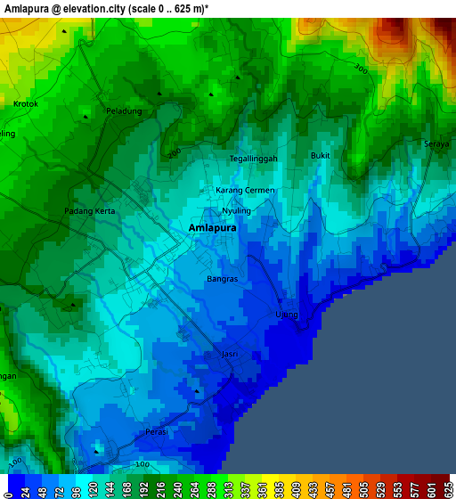 Amlapura elevation map