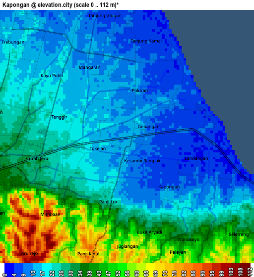 Kapongan elevation map