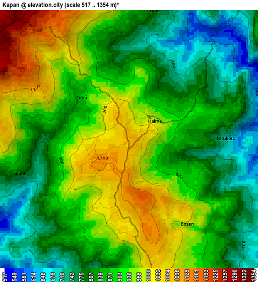 Kapan elevation map