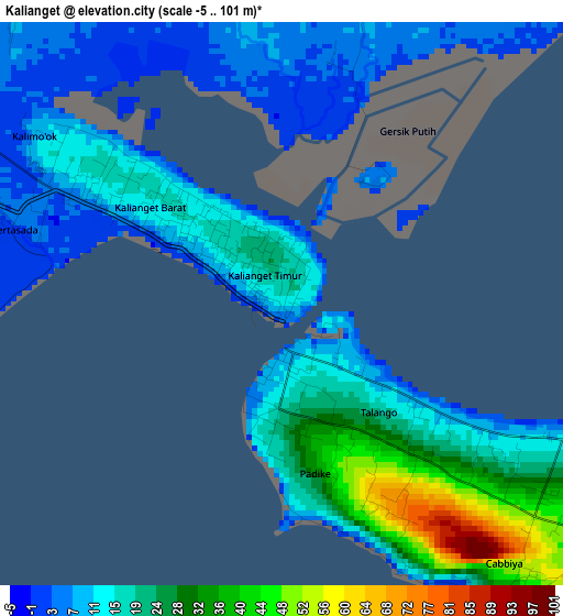 Kalianget elevation map