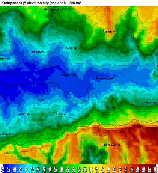 Kadupandak elevation map